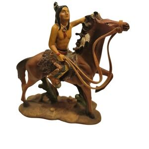 Native American Indian on Horse Figurine Statue‎ Western Decor